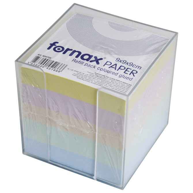 Blok kocka pvc  9,2x9,2 cm s papirom u boji pastelnoj Fornax
