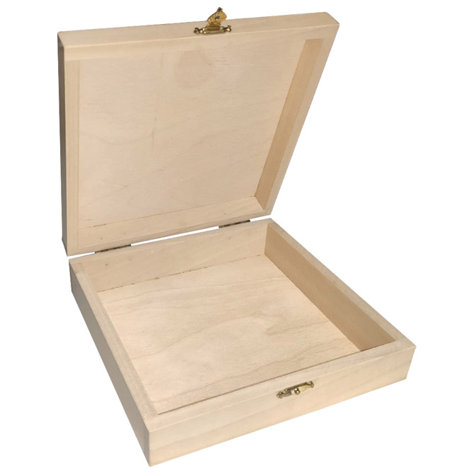 Kutija poklon svijetla drvena 18x18x6!!