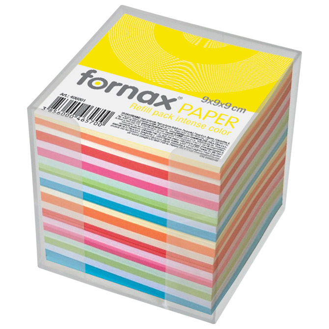 Blok kocka pvc  9,2x9,2 cm s papirom u boji intenzivnoj i pastelnoj Fornax