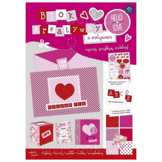 Papir dekorativni u bloku A4 Walentynki Interdruk!!