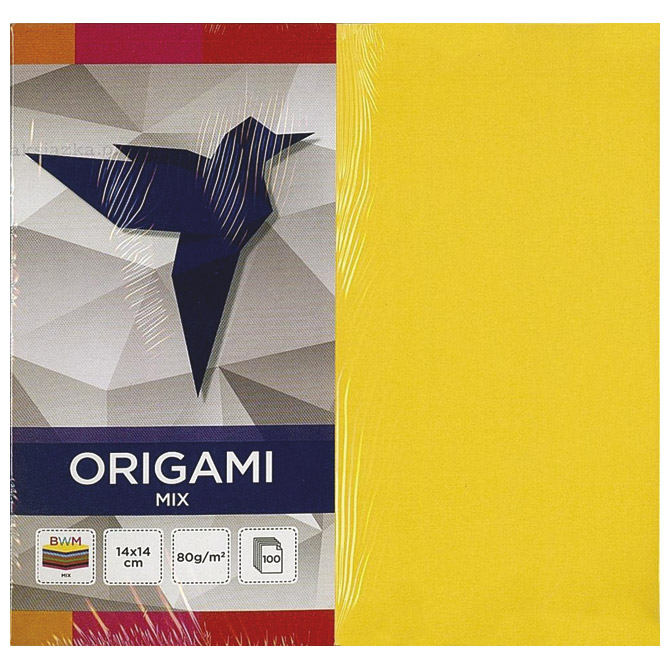 Papir Origami 14x14 cm 80g pk100 mix Interdruk