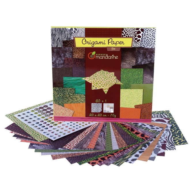 Papir Origami 20x20cm 70g pk60 Zoo Avenue Mandarine Clairefontaine 52504MD!!
