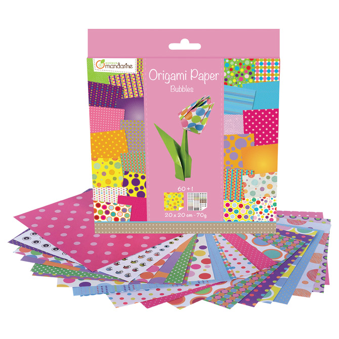 Papir Origami 20x20cm 70g pk60 Bubbles Avenue Mandarine Clairefontaine 52506MD!!