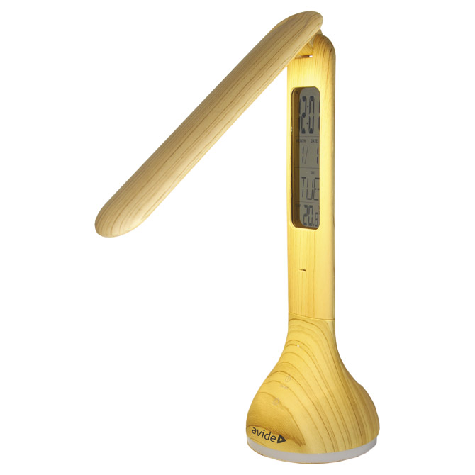 Svjetiljka stolna LED RGB s kalendarom drvena Avide smeđa!!