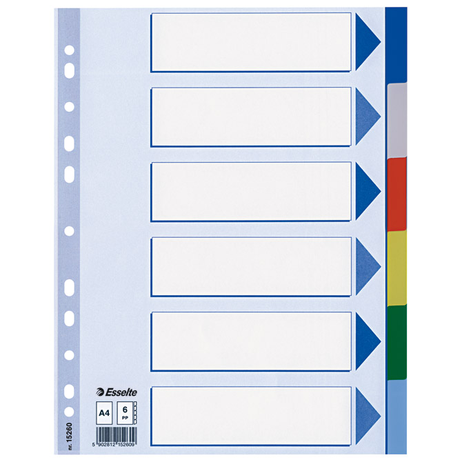 Pregrada plastična A4 kolor  6listova Esselte 15260!!