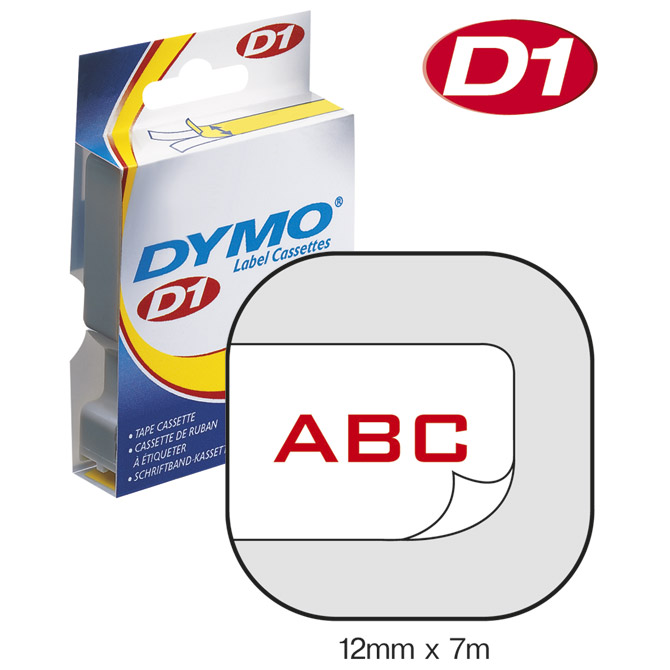 Vrpca D1 12mmx7m Dymo 45015 crveno-bijela