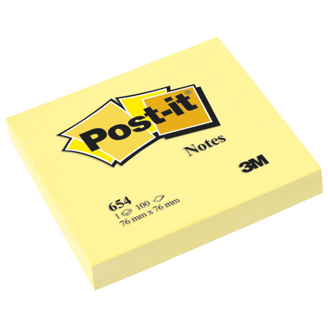Blok samoljepljiv 76x76 mm 100L Post-it 3M.6820-CY-W10(654) žuti