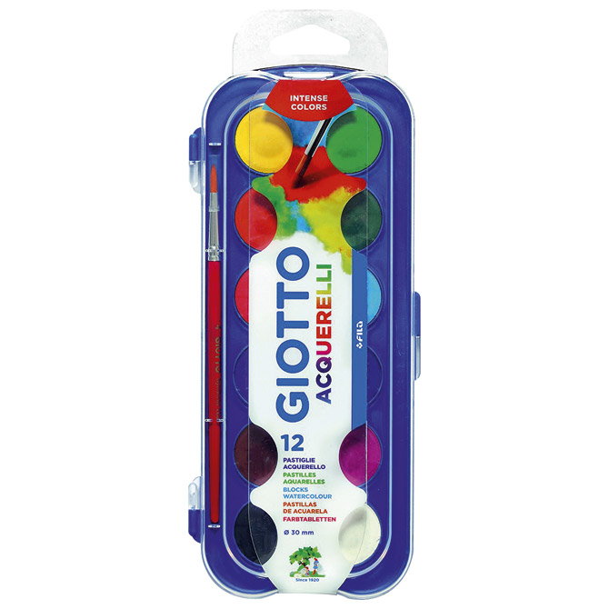Boja vodena fi 30 mm 12boja+kist Giotto Fila 3512 blister