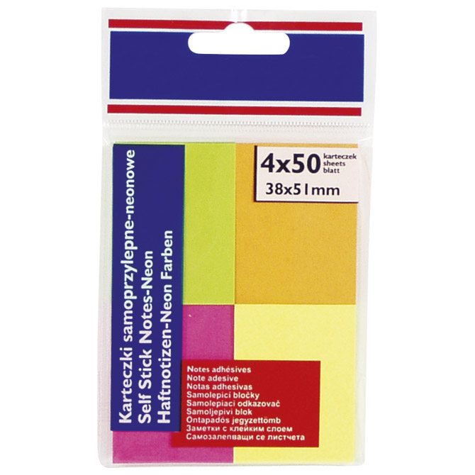 Blok samoljepljiv  38x51 mm 4x50L Donau 7578001PL-99 neon blister