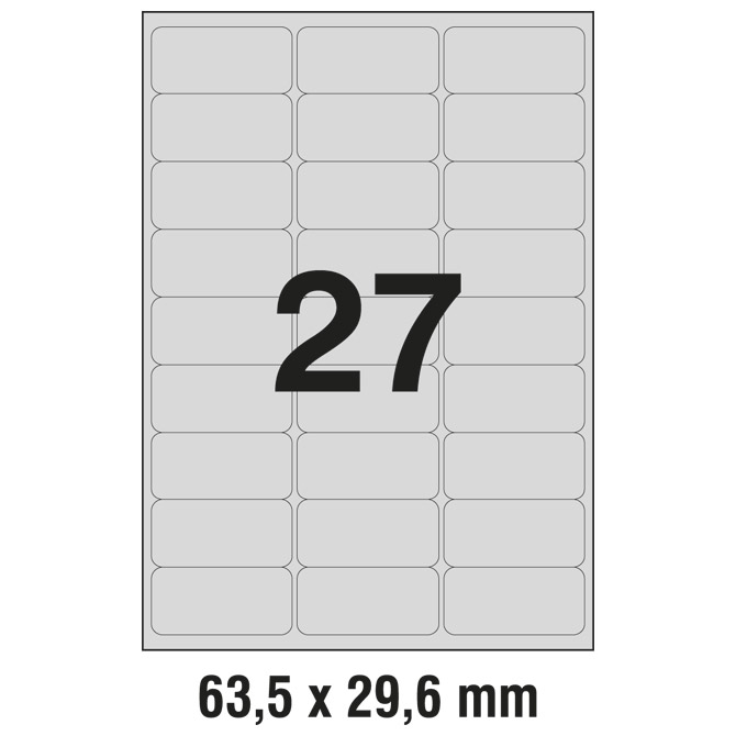 Etikete Laser  63,5x29,6 mm polyester pk20L Zweckform L6011-20 srebrne