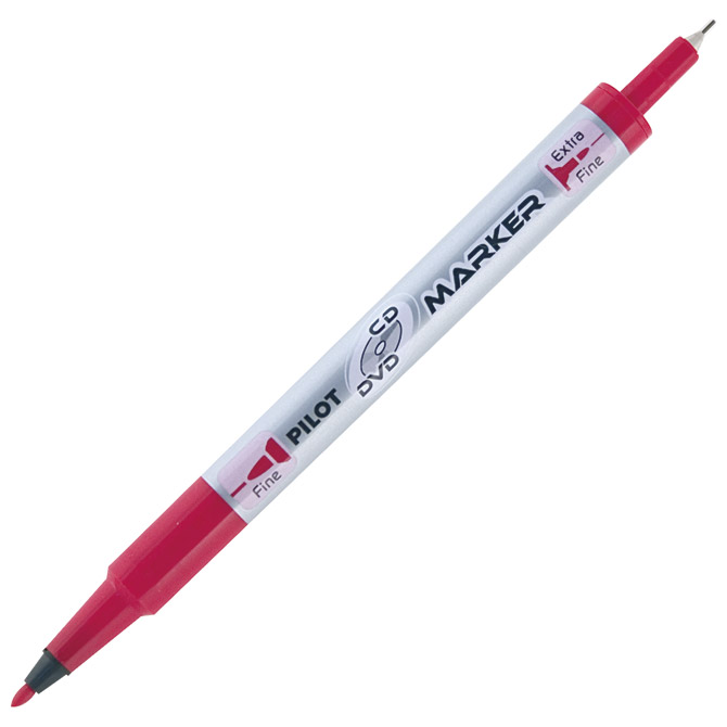 Marker za CD/DVD permanentni obostrani 0,4-0,7 mm Twin Marker Pilot SCA-TMCD-R crveni