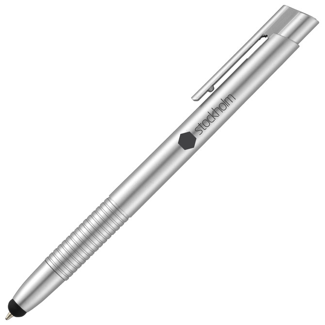 Olovka kemijska+touch pen srebrna!!