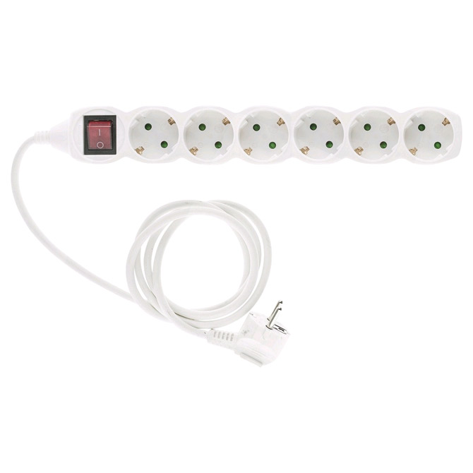 Kabel produžni s prekidačem 6rupa/3m Entac bijeli blister!!