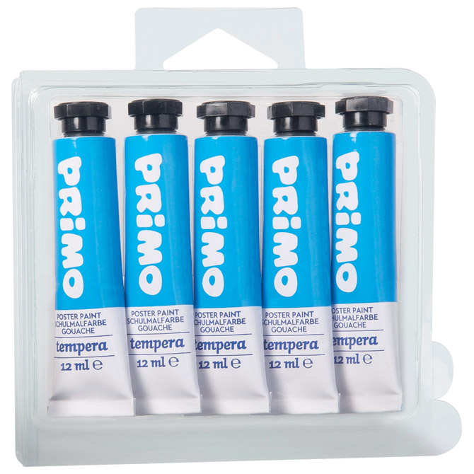 Boja tempera 12 ml aluminijska tuba pk5 Primo 440TRA501 plava cyan blister