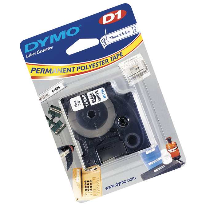 Vrpca D1 permanentna 19mmx5,5m Dymo 16960 crno-bijela