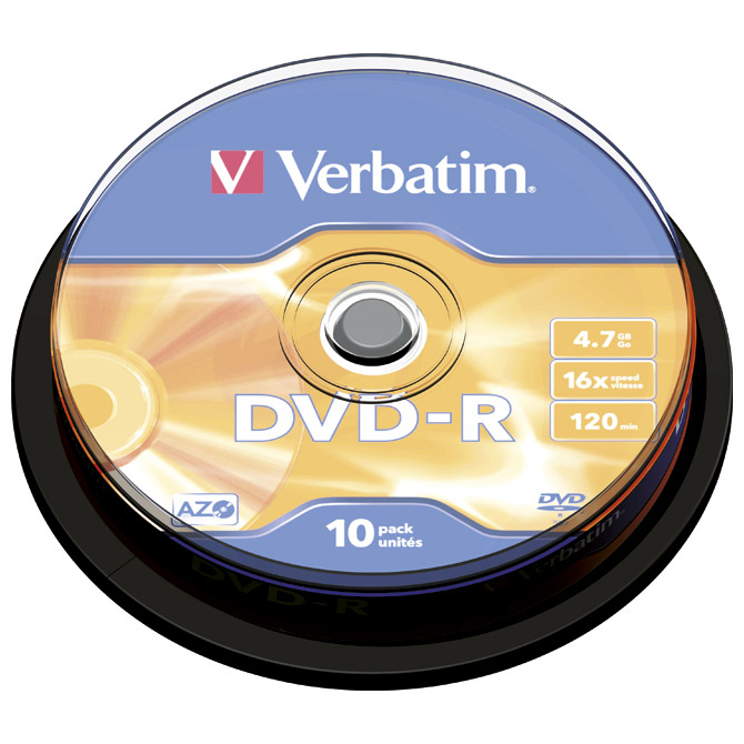 DVD-R 4,7/120 16x spindl Mat Silver pk10 Verbatim 43523