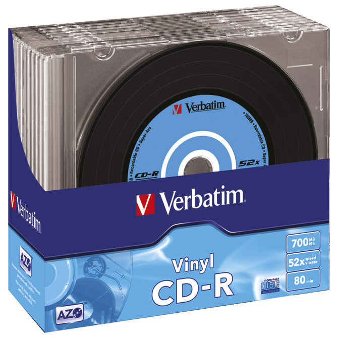 CD-R 700/80 52x slim AZO Vinyl pk10 Verbatim 43426!!