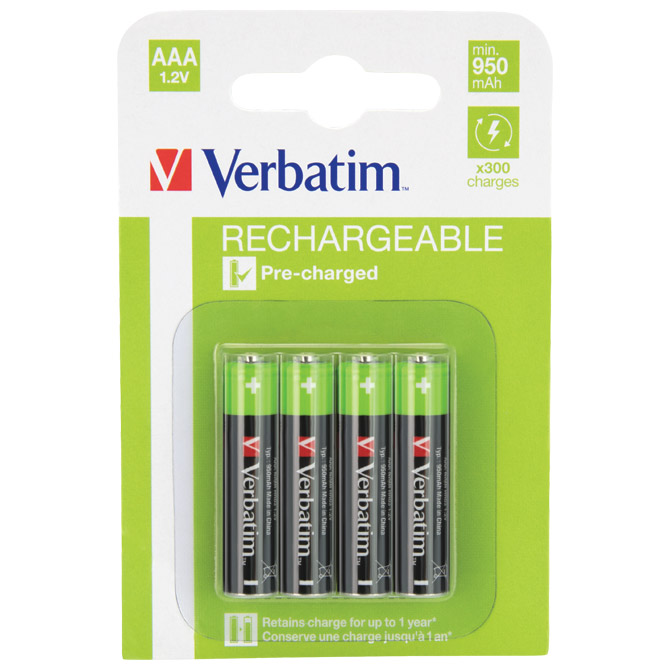 Baterija za punjenje 1,2V AAA pk4 Verbatim 49942 LR03 blister!!