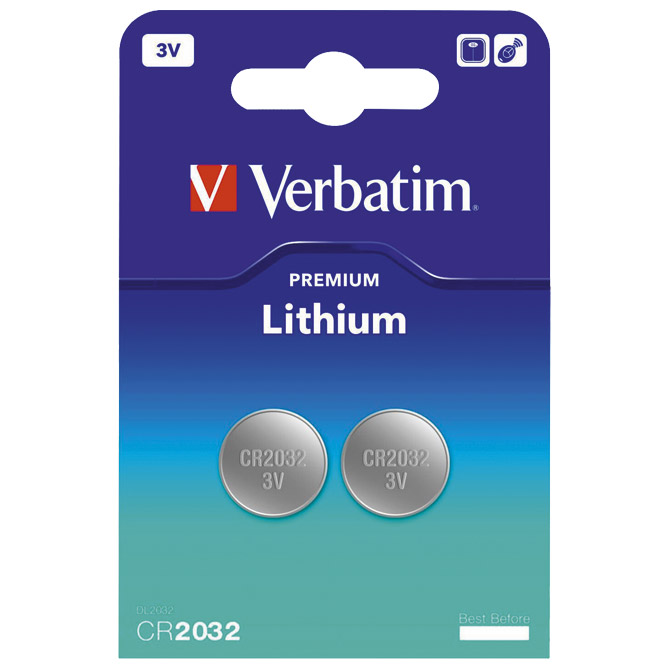 Baterija litij dugmasta 3V pk2 CR2032 Verbatim 49936 blister!!