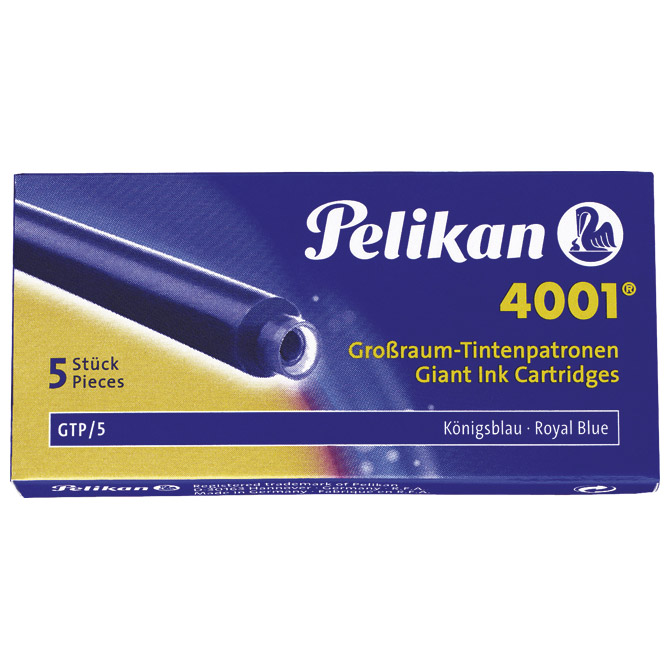 [000022957] Tinta za nalivpero patrone duge pk5 4001 Pelikan 310748 (400142571) plava