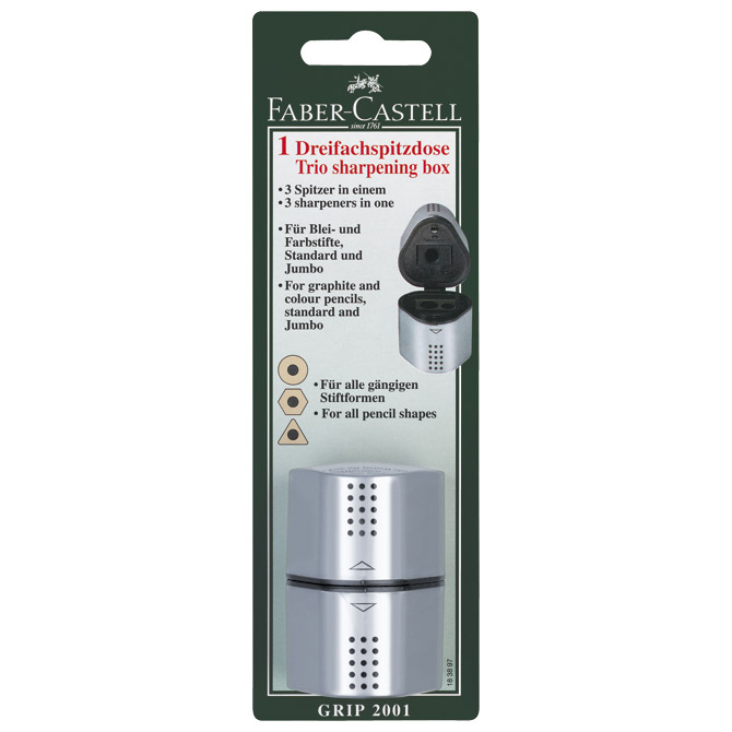 Šiljilo pvc s pvc kutijom 3rupe Grip 2001 Trio Faber-Castell 183897 srebrno blister!!