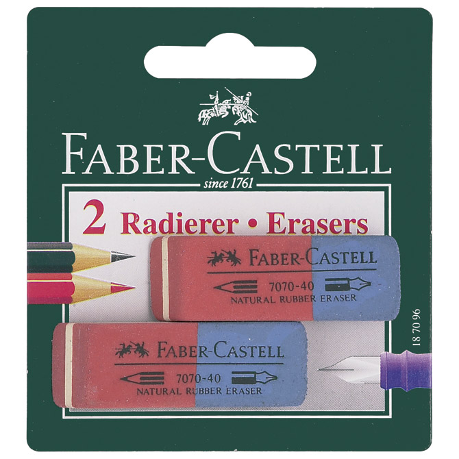 Gumica kaučuk tinta/grafitna 7070-40 pk2 Faber-Castell 187096 blister!!