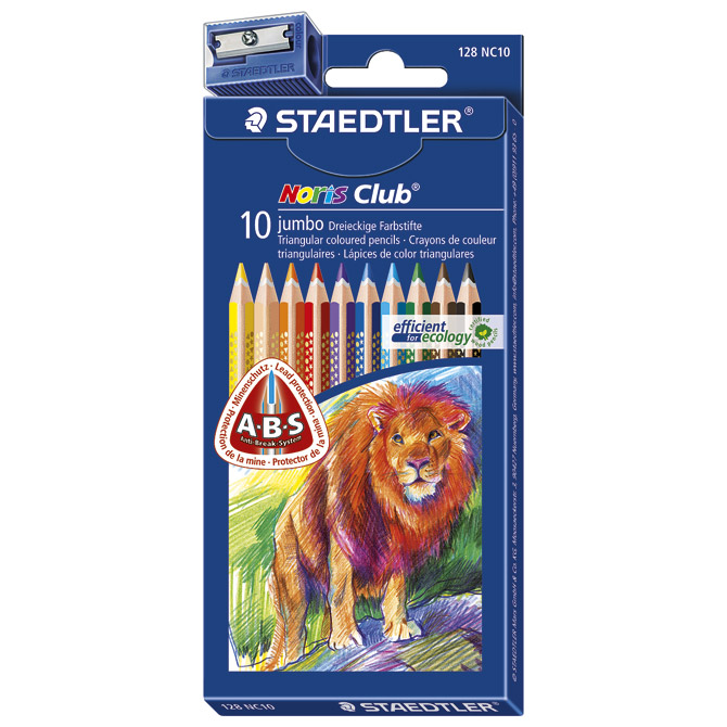 Boje drvene  10boja Jumbo Noris+šiljilo Staedtler 128NC10 blister!!