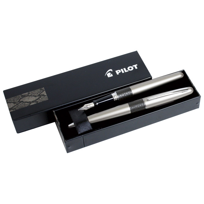 Garnitura olovka kemijska+nalivpero MR2 Lizard Pilot tamno srebrna