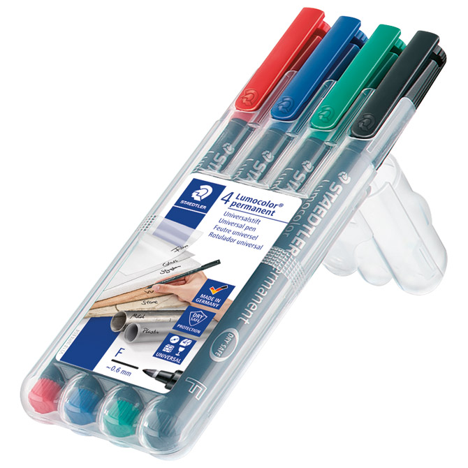 Marker permanentni 0,6 mm pk4 reciklirani Lumocolor Staedtler 318 WP4