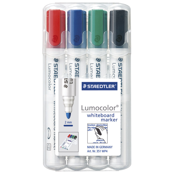Marker za bijelu ploču 2 mm pk4 reciklirani Lumocolor Staedtler 351 WP4