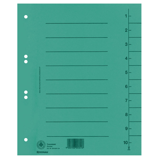 Pregrada kartonska A4 250g Donau 8610001-06 zelena!!