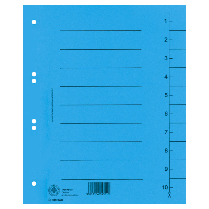 Pregrada kartonska A4 250g Donau 8610001-10 plava!!