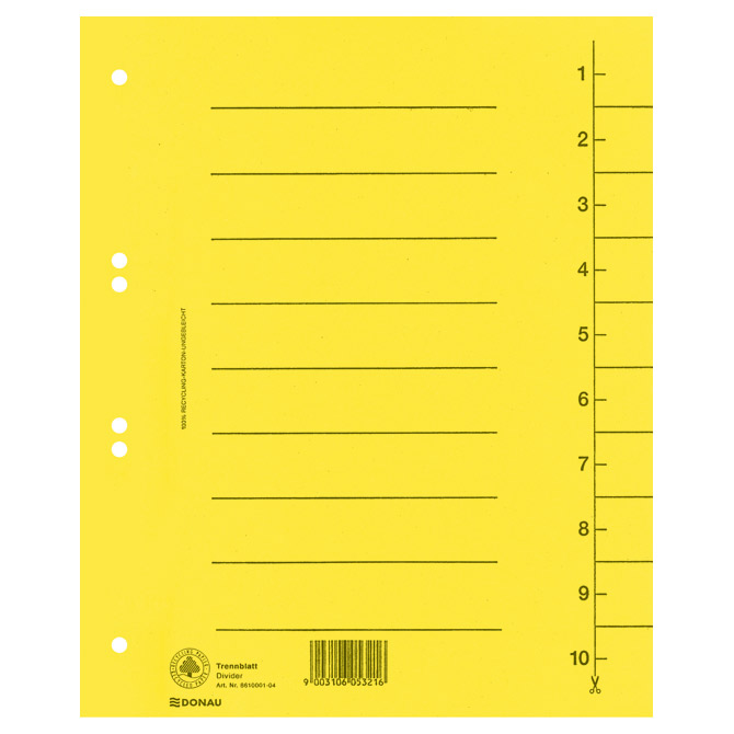 Pregrada kartonska A4 250g Donau 8610001-11 žuta!!