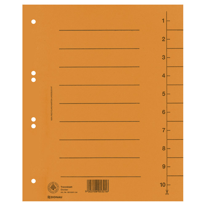 Pregrada kartonska A4 250g Donau 8610001-12 narančasta!!