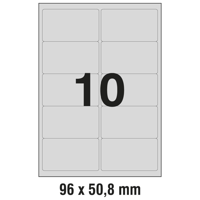 Etikete Laser  96x50,8 mm polyester pk20L Zweckform L6012-20 srebrne
