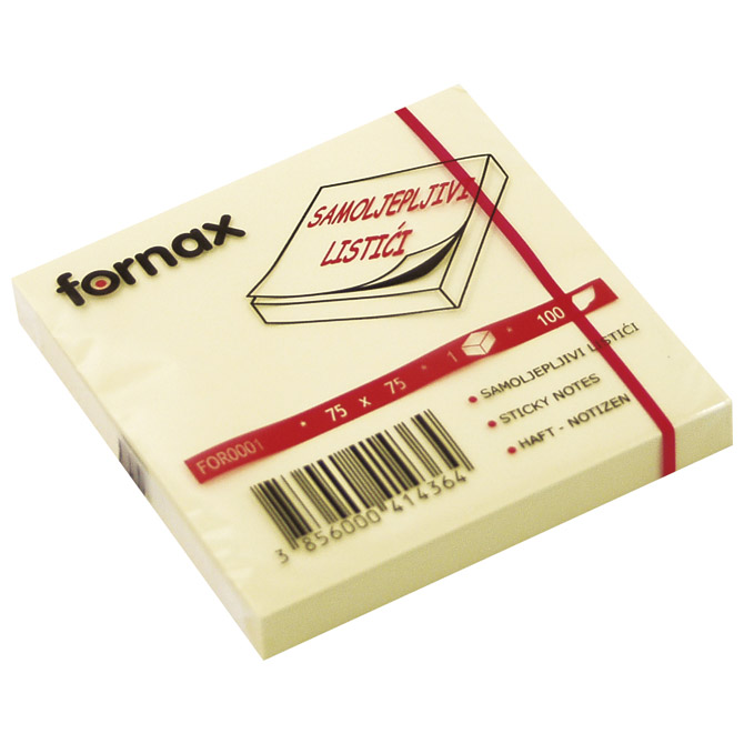 Blok samoljepljiv  75x75 mm 100L Fornax žuti