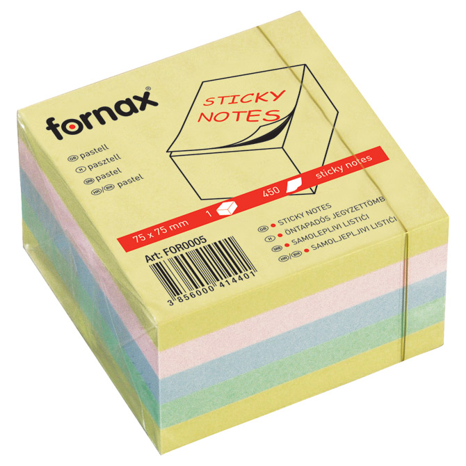 Blok samoljepljiv kocka 75x75 mm 450L Fornax 5boja