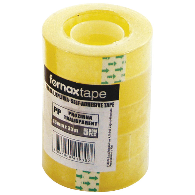 Traka ljepljiva 15 mm/33m pk5 Fornax prozirna