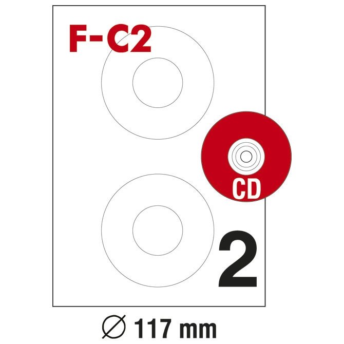 Etikete ILK za CD/DVD fi-117 mm pk100L Fornax F-C2