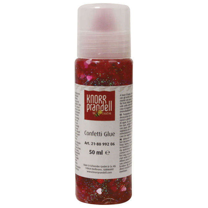Ljepilo glitter konfeti 50 ml Srca Knorr Prandell 21-8099206 crveno