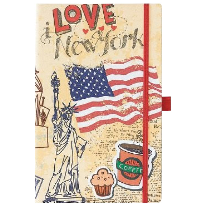 Notes Ivory  9x14cm karo s gumicom Traveller 05-008 New York!!