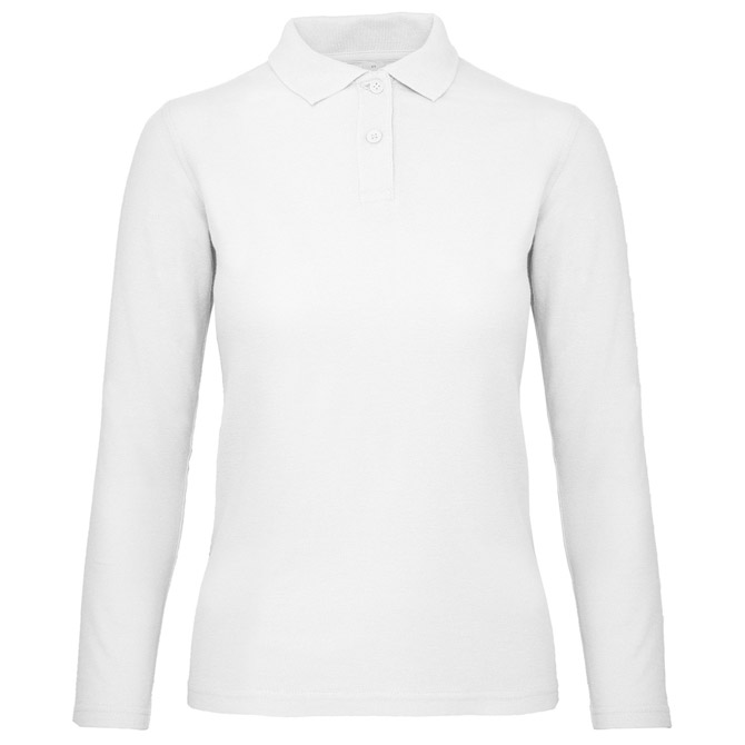 Majica dugi rukavi polo B&C ID.001 LSL/women 180g bijela M 