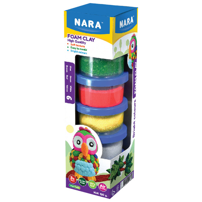 Plastelin pjenasti 6boja x 20g (total 120g) Nara FO-120-6!!