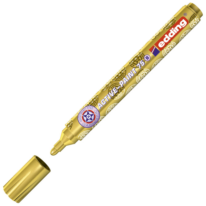 Marker permanentni lakirajući 2-3mm Active Paint Edding 75 zlatni!!