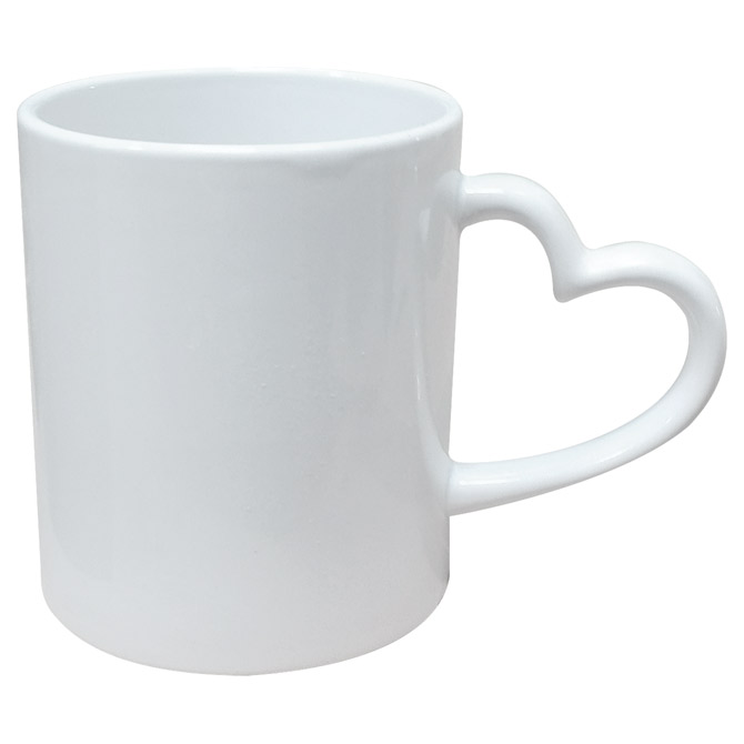 Šalica 300ml keramička ručica oblik srca Connect bijela!!