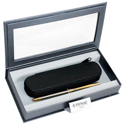 [000026563] Set poklon olovka multifunkcijska 3F Slim + etui kožni Penac srebrna+klipsa zlatna!!