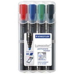 [000026829] Marker permanentni 2-5 mm pk4 Lumocolor Staedtler 350 WP4 sortirano blister