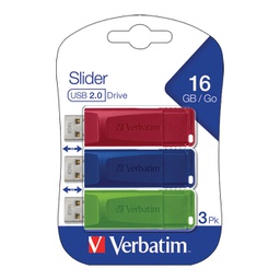[000027263] Memorija USB 3x16GB 2.0 Store'n'Go Slider Verbatim 49326 sortirano blister