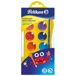 [000035409] Boja vodena fi 25 mm 12boja+kist Pelikan 700337 sortirano blister!!