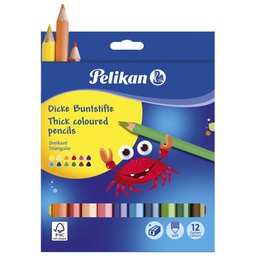 [000035441] Boje drvene  12boja trokutaste Jumbo+šiljilo Pelikan 700160 blister